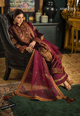 Asim jofa Embroidered Velvet 3piece suit - KP2012